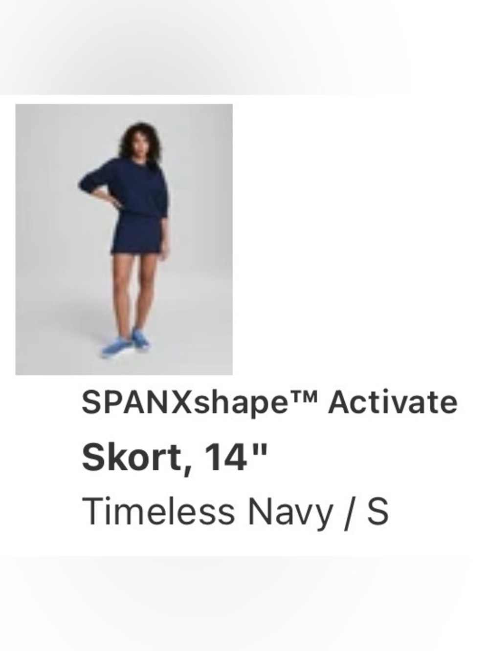 SPANX Activate
Skort, 14" navy blue small skirt